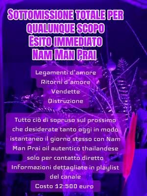 Legamento d’amore istantaneo con Nam Man Prai oil thailandese per contatto diretto solamente esito immediato appena toccate la persona sarà sotto possessione totale dopo 3/5 ore non solo per legamenti d’amore ma qualunque scopo sopruso su persona che sempre cercate #nammanprai #legamentodamore #legamentiamore #thailand #blackmagic
